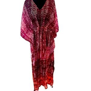 Beach Lunch Lounge Beach Coverup Kaftan Caftan Pink Batik XL
